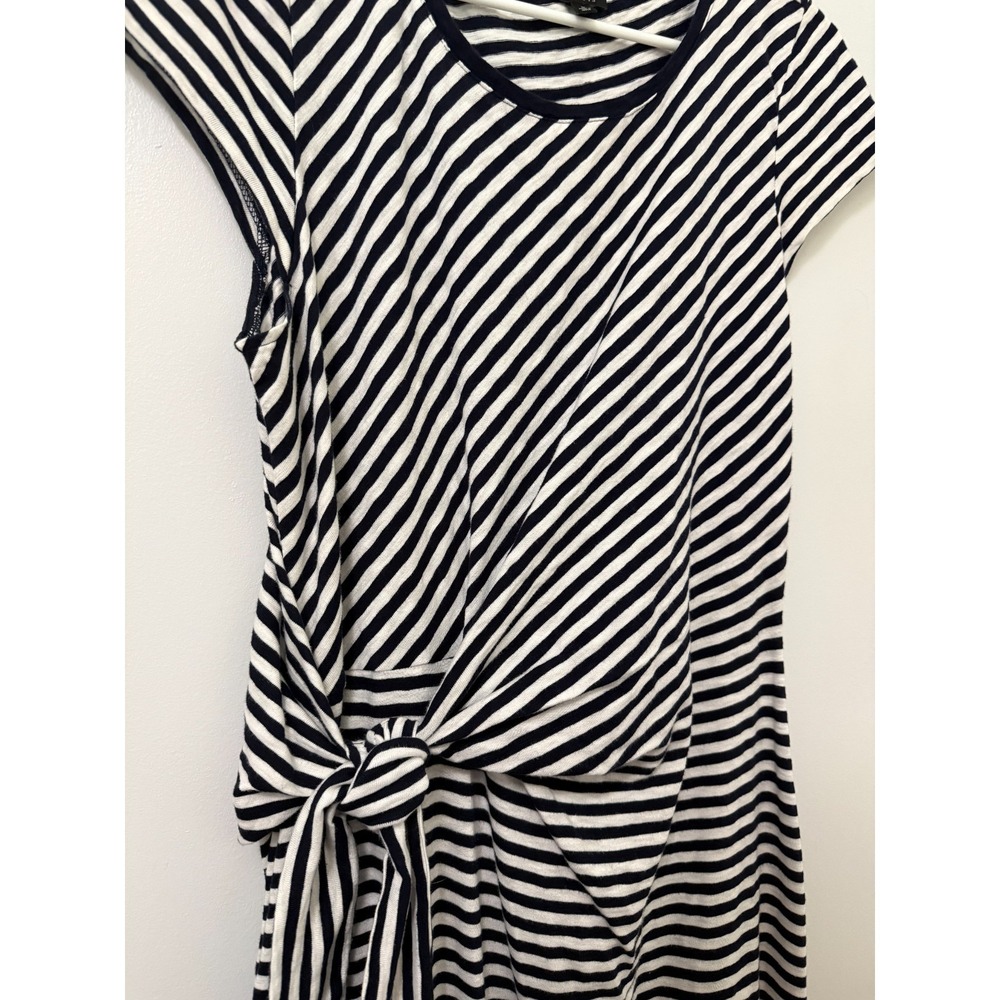 Talbots Cotton Side Tie Shift Dress Stripe Navy Coastal Old Money Nautical Large - Picture 3 of 7